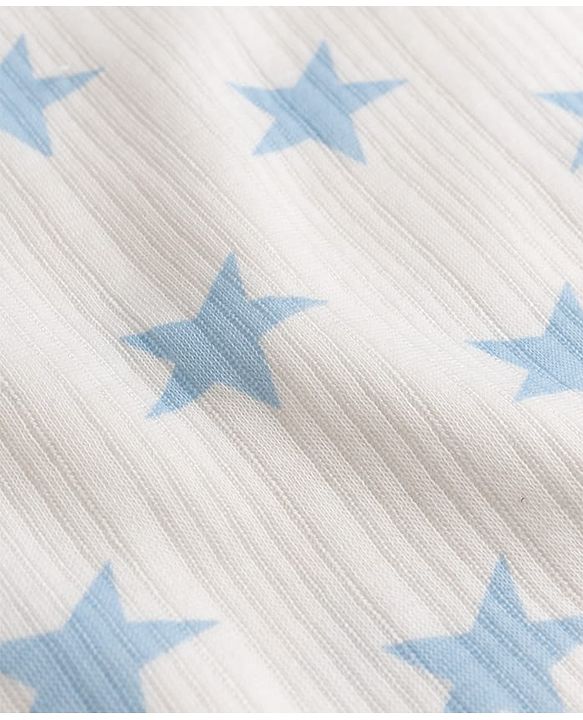 Babyhug Knit Full Sleeves Star Printed Thermal Wear Set with Vest - Off White