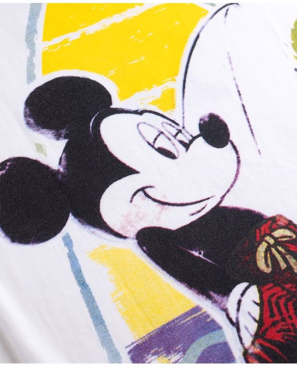 Pine Kids Disney Single Jersey Knit Half Sleeves T-Shirt with  Front & Back Mickey Mouse Graphic - White
