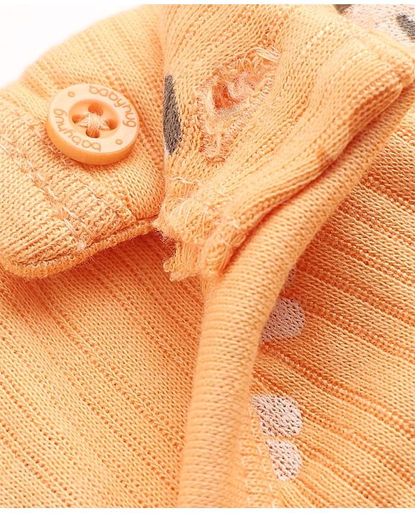 Babyhug Cotton Knit Full Sleeves Round neck Thermal Inner Wear With Zebra Print - Orange