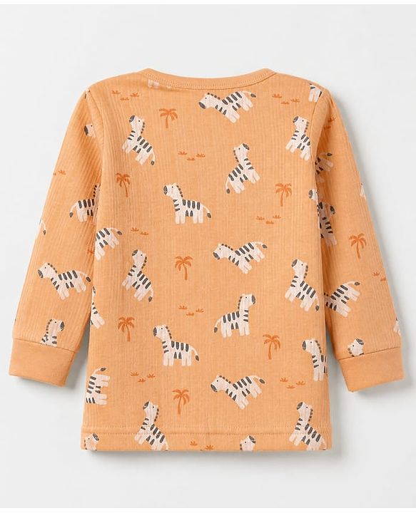 Babyhug Cotton Knit Full Sleeves Round neck Thermal Inner Wear With Zebra Print - Orange