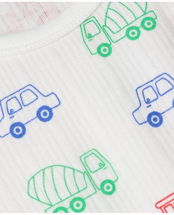Babyhug  Knit Full Sleeves Thermal Inner Wear Set with JCB Print -  White