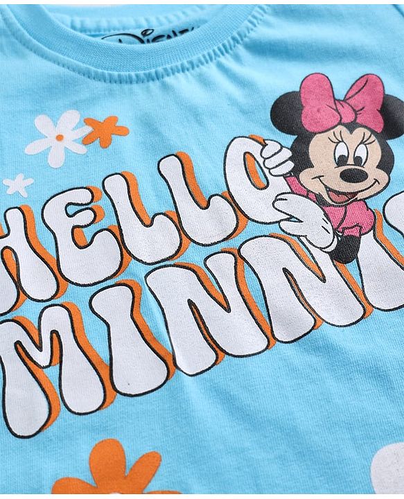 Babyhug Disney Single Jersey Knit Half sleeves T-Shirt & Shots Set with Minnie Mouse Graphics -  Blue