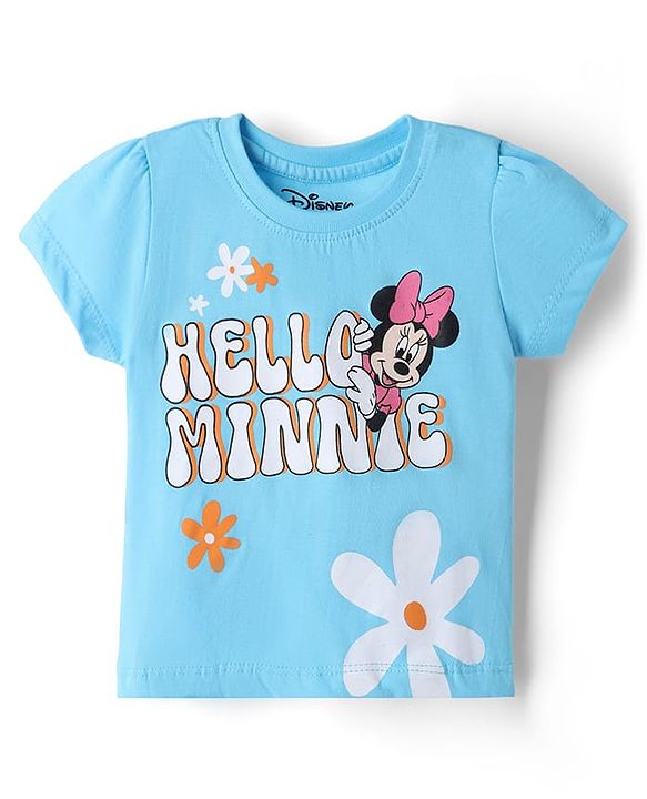 Babyhug Disney Single Jersey Knit Half sleeves T-Shirt & Shots Set with Minnie Mouse Graphics -  Blue