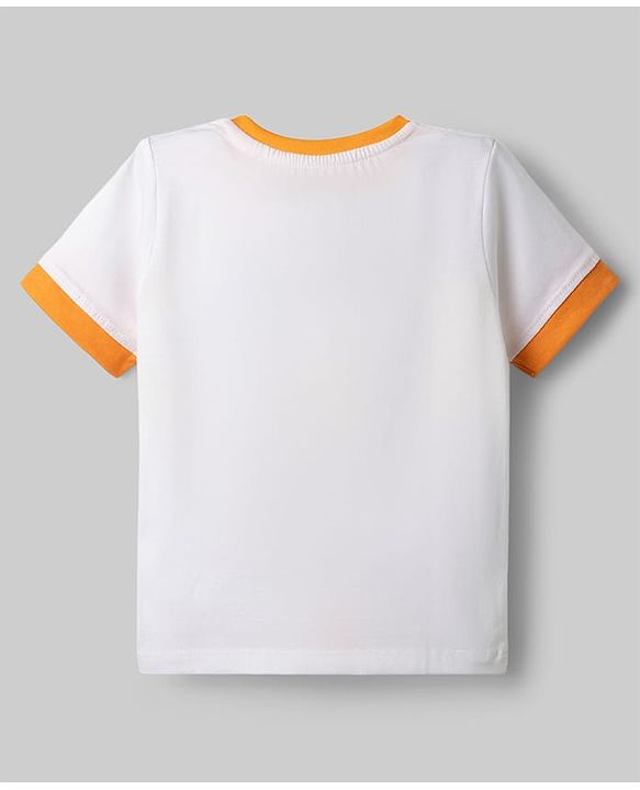 Babyhug Disney 100% Cotton Knit Half Sleeves T-Shirt With Mickey Mouse Graphic - White