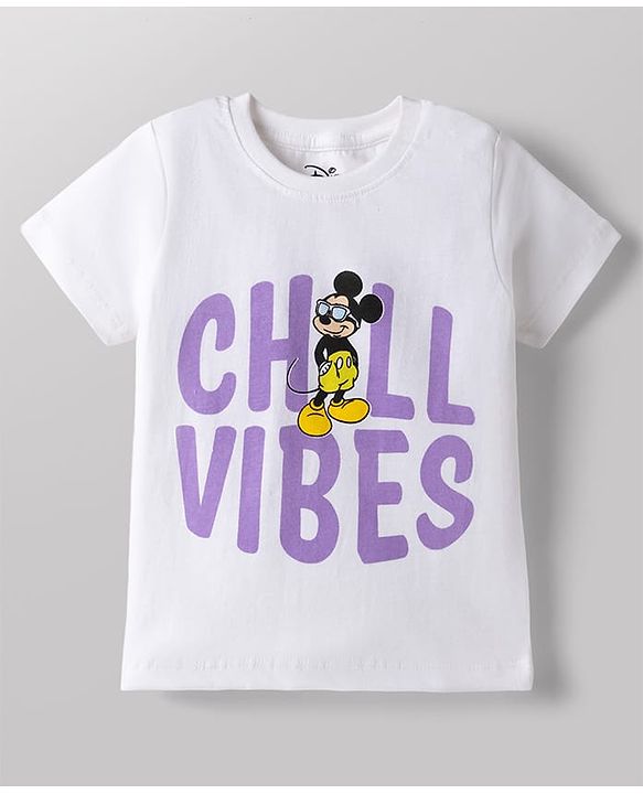 Babyhug Disney Single Jersey Knit T-Shirts with Half Sleeves and Mickey Mouse Print Pack of 2  - White