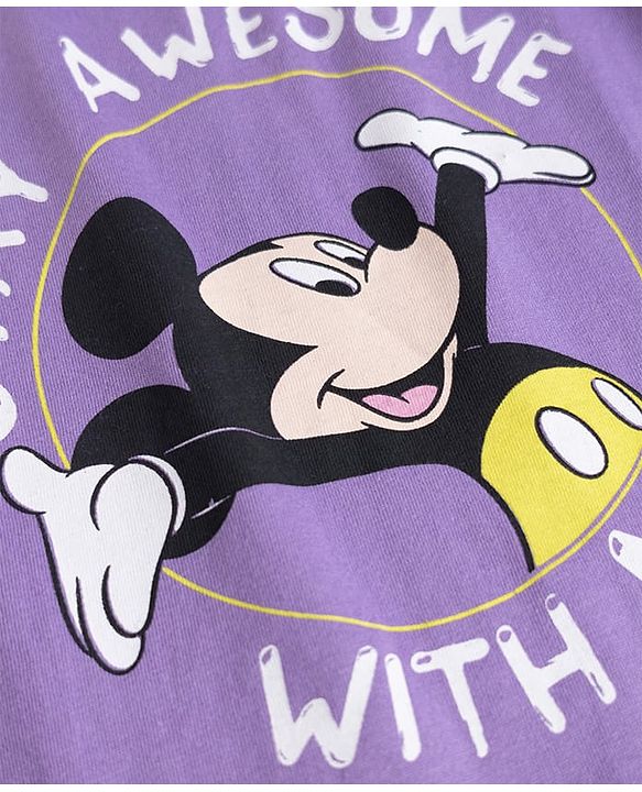 Babyhug Disney Single Jersey Knit T-Shirts with Half Sleeves and Mickey Mouse Print Pack of 2  - White