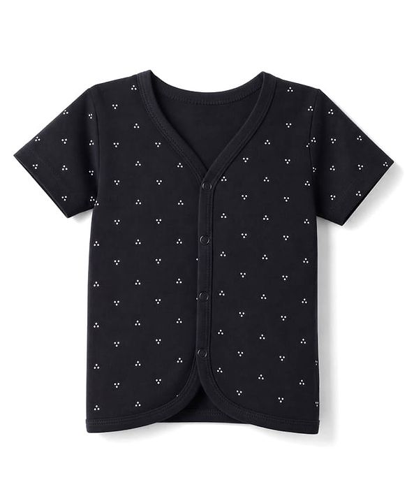 Babyhug 100% Cotton Single Jersey Knit Half Sleeves Printed Co-Ords T-Shirt & Shorts Set - Black