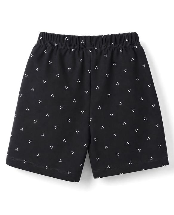 Babyhug 100% Cotton Single Jersey Knit Half Sleeves Printed Co-Ords T-Shirt & Shorts Set - Black