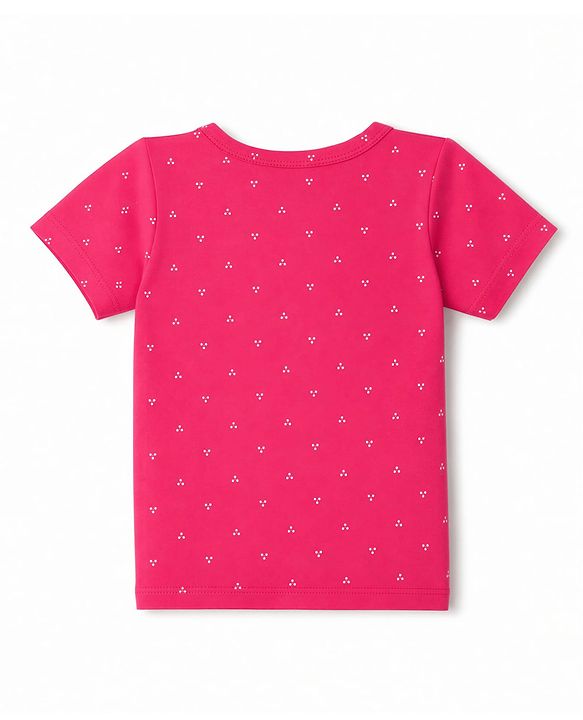 Babyhug 100% Cotton Single Jersey Knit Half Sleeves Printed Co-Ords T-Shirt & Shorts Set - Pink