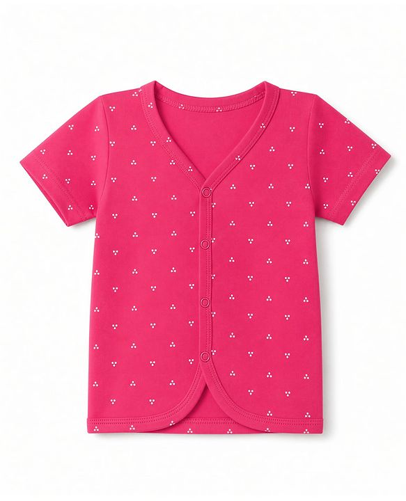 Babyhug 100% Cotton Single Jersey Knit Half Sleeves Printed Co-Ords T-Shirt & Shorts Set - Pink