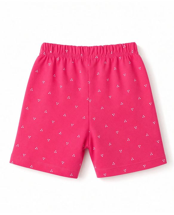 Babyhug 100% Cotton Single Jersey Knit Half Sleeves Printed Co-Ords T-Shirt & Shorts Set - Pink