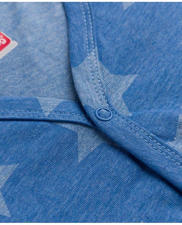 Babyhug 100% Cotton Single Jersey Knit Half Sleeves Co-Ords Star Printed Top & Shorts Set - Blue
