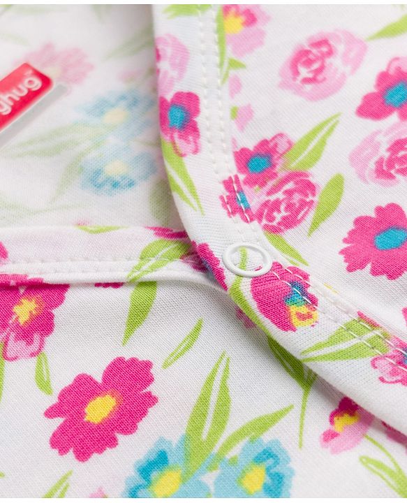 Babyhug 100% Cotton Single Jersey Knit Half Sleeves Floral Printed Co-Ords T-Shirt & Shorts Set - White