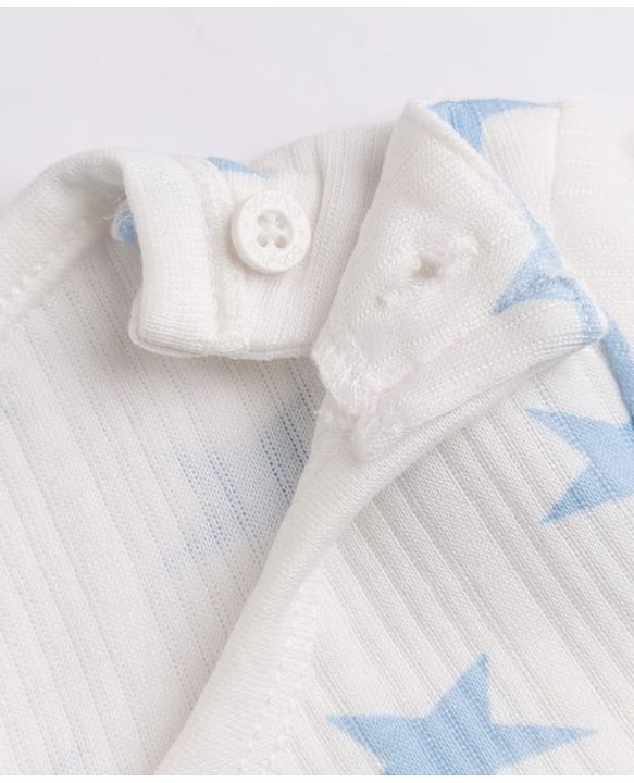 Babyhug Knit Full Sleeves Star Printed Pullover Vest & Leggings Thermal Inner Wear Set - OffWhite