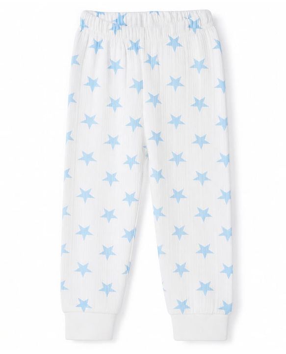 Babyhug Knit Full Sleeves Star Printed Pullover Vest & Leggings Thermal Inner Wear Set - OffWhite