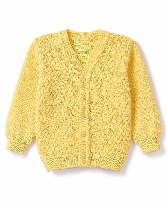 Babyhug Cable Knit Full Sleeves Baby Sweater Set with Cap & Mittens - Yellow