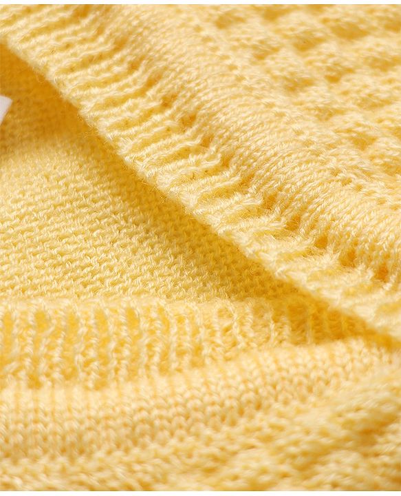 Babyhug Cable Knit Full Sleeves Baby Sweater Set with Cap & Mittens - Yellow