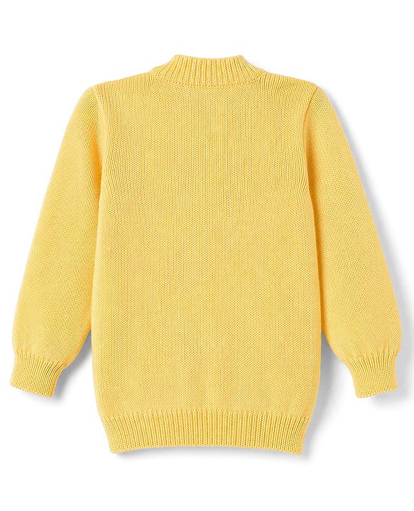 Babyhug Cable Knit Full Sleeves Baby Sweater Set with Cap & Mittens - Yellow