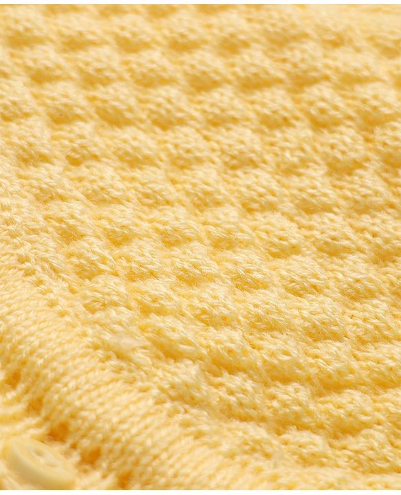 Babyhug Cable Knit Full Sleeves Baby Sweater Set with Cap & Mittens - Yellow
