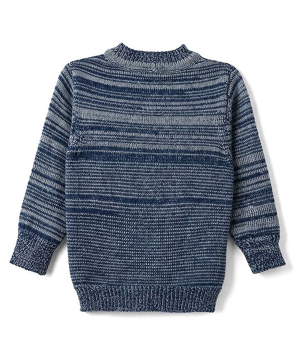 Babyhug Knit Full Sleeves Sweater Set with Cap & Mittens - Navy Blue