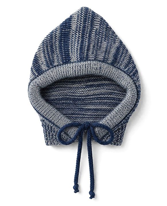 Babyhug Knit Full Sleeves Sweater Set with Cap & Mittens - Navy Blue