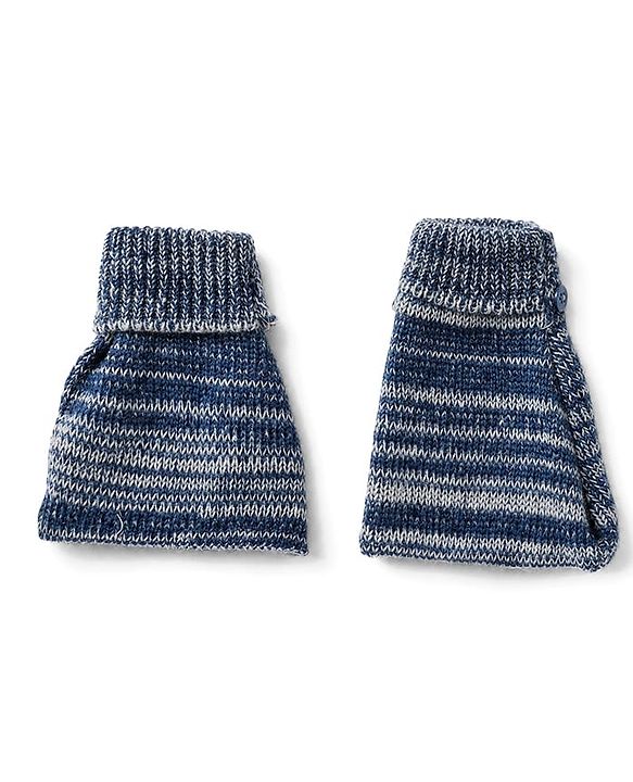 Babyhug Knit Full Sleeves Sweater Set with Cap & Mittens - Navy Blue