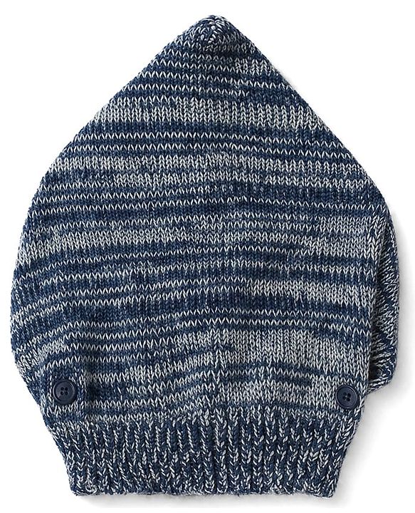 Babyhug Knit Full Sleeves Sweater Set with Cap & Mittens - Navy Blue