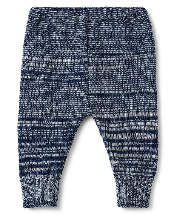 Babyhug Knit Full Sleeves Sweater Set with Cap & Mittens - Navy Blue