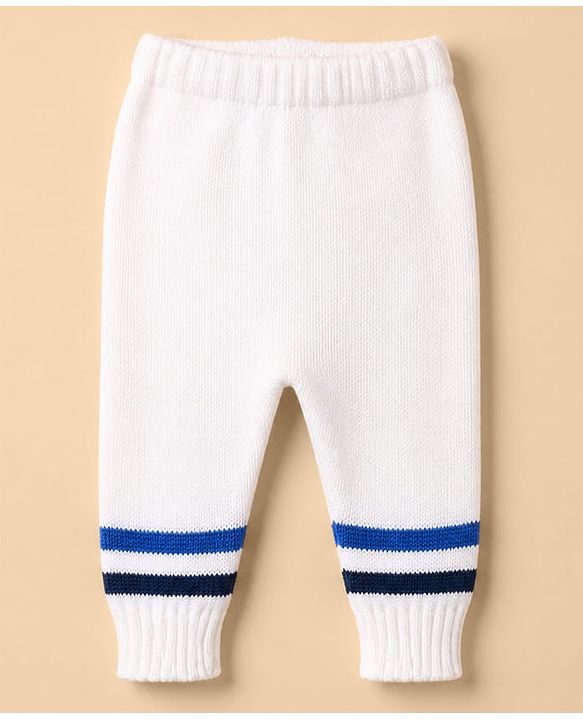 Babyhug Knit Full Sleeves Sweater Set With Cap Booties & Stripes Design - Blue