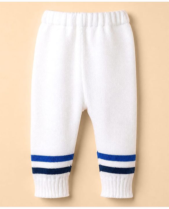 Babyhug Knit Full Sleeves Sweater Set With Cap Booties & Stripes Design - Blue