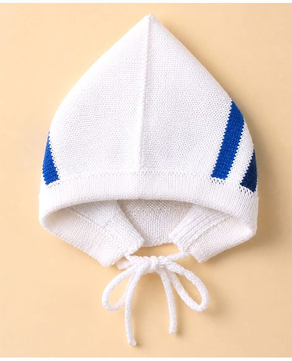 Babyhug Knit Full Sleeves Sweater Set With Cap Booties & Stripes Design - Blue