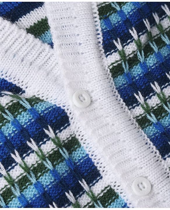 Babyhug Knit Full Sleeves Sweater Set With Cap Booties & Stripes Design - Blue