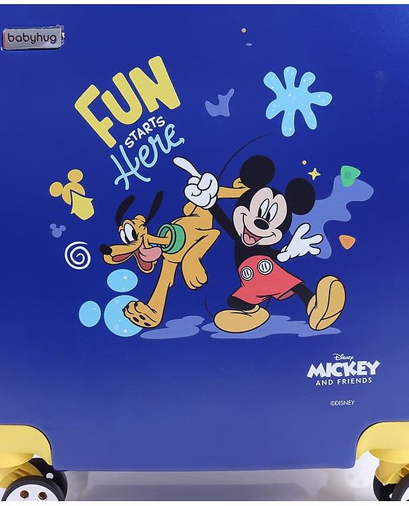 Babyhug Disney Mickey Kids Travel Luggage with Wheels & Carry-On Luggage Pack of 2 - 15 & 13 Inches| Shock Resistant| Telescopic Handle| Water Resistant| Easy Zipper Closure| Durable Wheels| TSA Lock