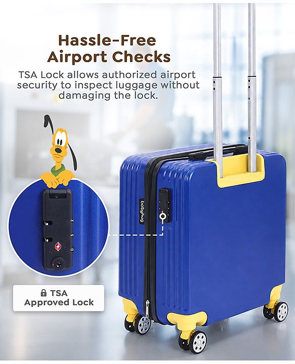 Babyhug Disney Mickey Kids Travel Luggage with Wheels & Carry-On Luggage Pack of 2 - 15 & 13 Inches| Shock Resistant| Telescopic Handle| Water Resistant| Easy Zipper Closure| Durable Wheels| TSA Lock