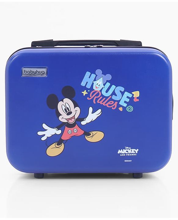 Babyhug Disney Mickey Kids Travel Luggage with Wheels & Carry-On Luggage Pack of 2 - 15 & 13 Inches| Shock Resistant| Telescopic Handle| Water Resistant| Easy Zipper Closure| Durable Wheels| TSA Lock