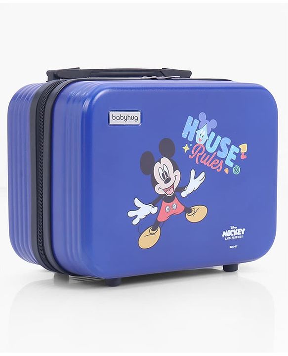 Babyhug Disney Mickey Kids Travel Luggage with Wheels & Carry-On Luggage Pack of 2 - 15 & 13 Inches| Shock Resistant| Telescopic Handle| Water Resistant| Easy Zipper Closure| Durable Wheels| TSA Lock