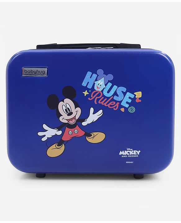 Babyhug Disney Mickey Kids Travel Luggage with Wheels & Carry-On Luggage Pack of 2 - 15 & 13 Inches| Shock Resistant| Telescopic Handle| Water Resistant| Easy Zipper Closure| Durable Wheels| TSA Lock