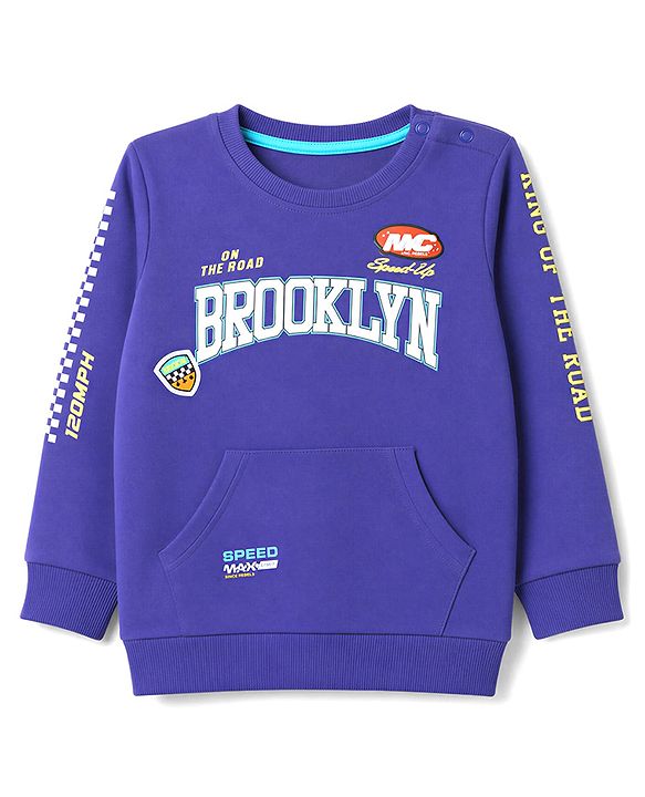 Babyhug 100% Cotton Terry Knit Full Sleeves Text Printed T-Shirt & Lounge Pant Set - Purple