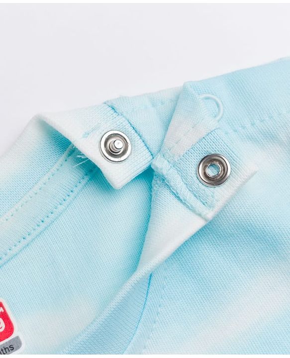 Babyhug 100% Cotton Single Jersey Knit Half Sleeves T-Shirt & Shorts With Text Print - Light Blue