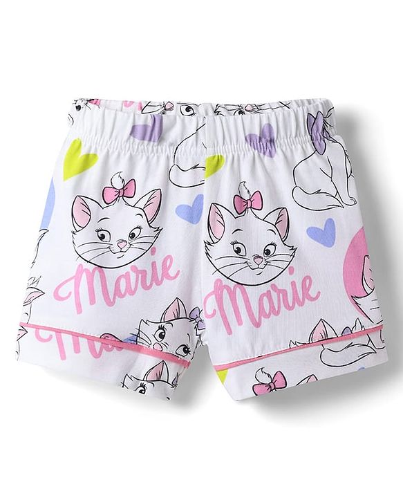 Babyhug Disney Single Jersey Knit Half Sleeves Shirt & Shorts Co-ords Night Suit with Marie Graphics Pack of 2- Multicolour