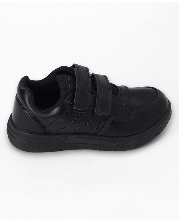 Pine Kids Velcro Closure Solid School Shoes - Black