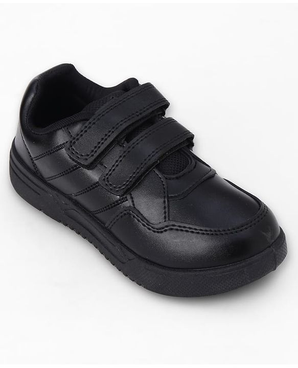 Pine Kids Velcro Closure Solid School Shoes - Black