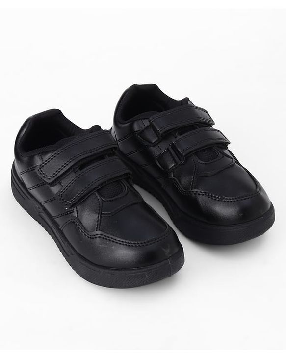 Pine Kids Velcro Closure Solid School Shoes - Black