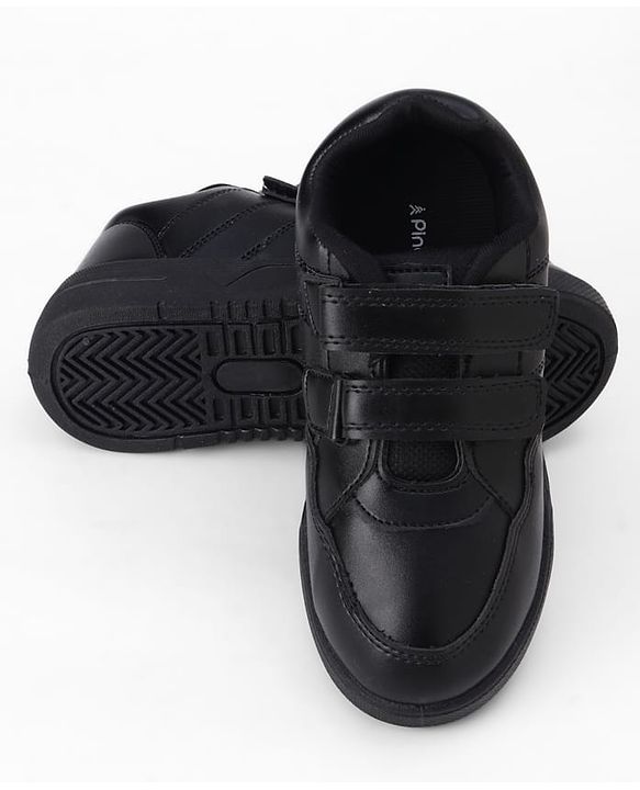Pine Kids Velcro Closure Solid School Shoes - Black
