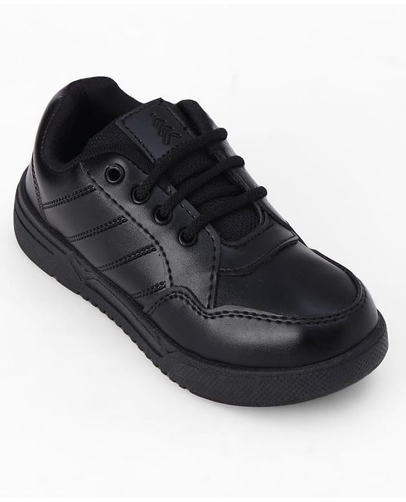 Pine Kids Velcro Closure Solid School Shoes - Black