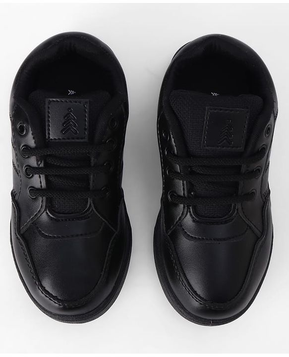 Pine Kids Velcro Closure Solid School Shoes - Black