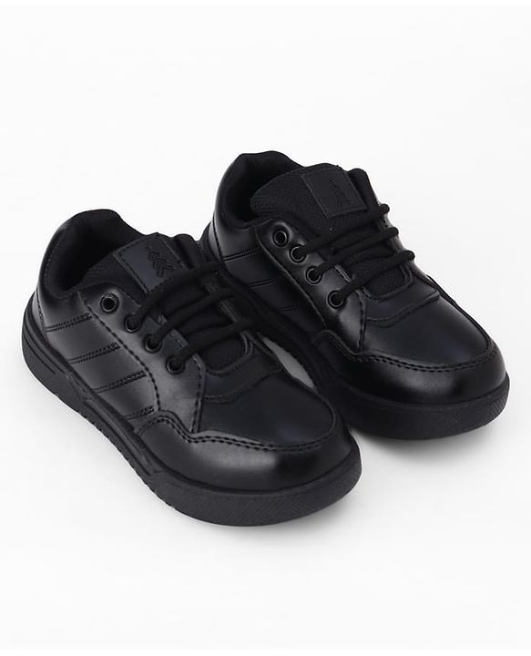 Pine Kids Velcro Closure Solid School Shoes - Black
