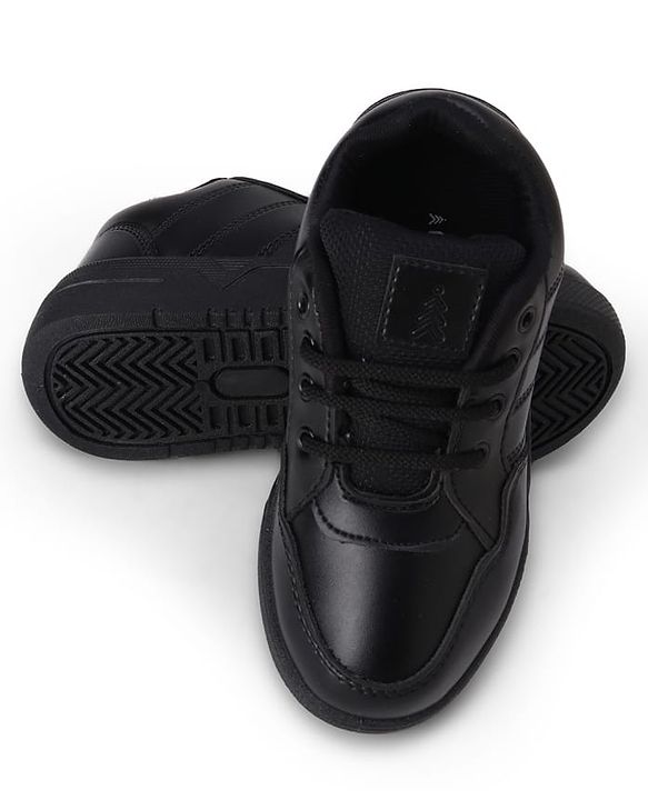 Pine Kids Velcro Closure Solid School Shoes - Black