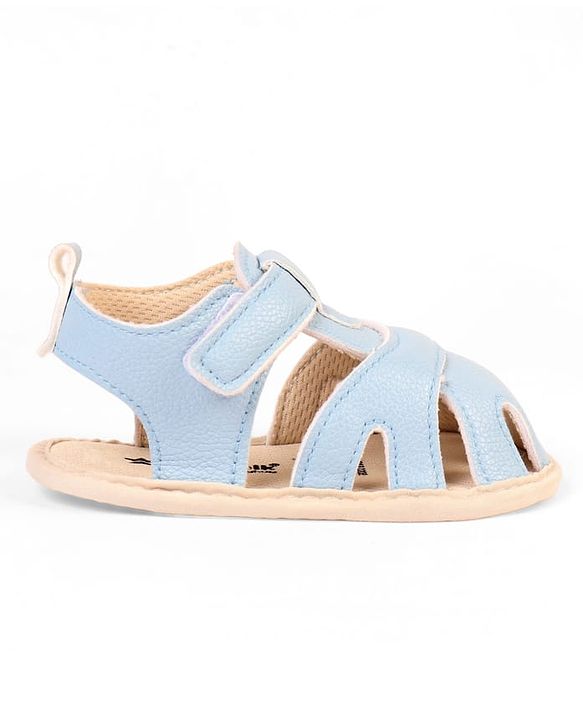 Cute Walk by Babyhug Velcro Closure Solid Booties - Light Blue