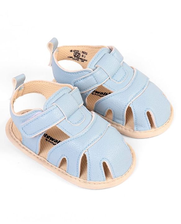Cute Walk by Babyhug Velcro Closure Solid Booties - Light Blue